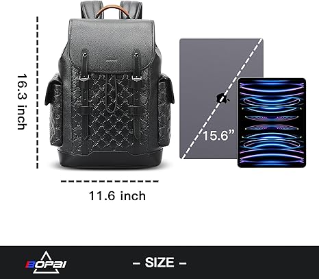 BOPai Genuine Leather Backpack 15,6 inch Laptop Bag for Men Business Computer Backpack Casual Daypack