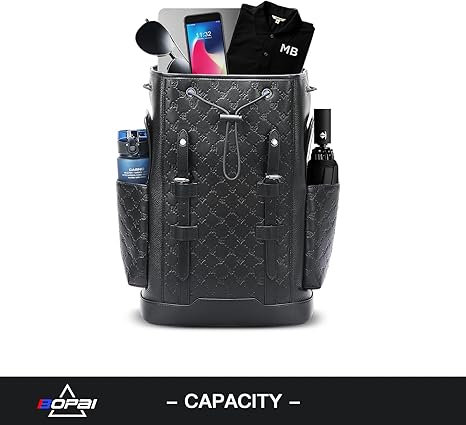 BOPai Genuine Leather Backpack 15,6 inch Laptop Bag for Men Business Computer Backpack Casual Daypack
